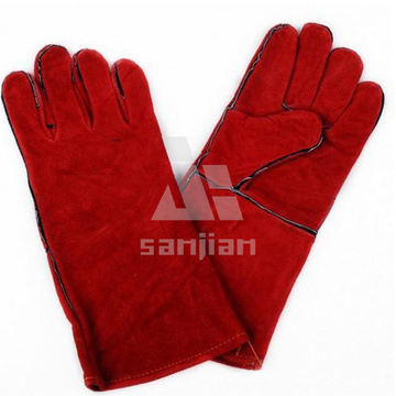 Red Double Plam CE Welding Safety Glove with Leather Grade a/Ab/Bc